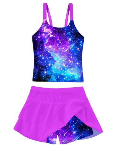 Image of ALISISTER Girls Tankini Swimsuit Two Piece Bathing Suits Summer Beach Swimwear with Shorts for 7-12 Years