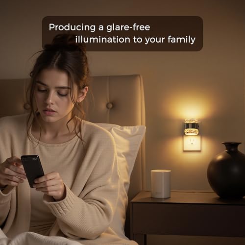 Image of L LOHAS LED Night Light, 2 Pack 3000K Bubble Night Lights Plug into Wall, Acrylic Night Lights with Light Sensor, Adjustable Brightness,Plug in Nightlights for Rooms Bathroom Hallway