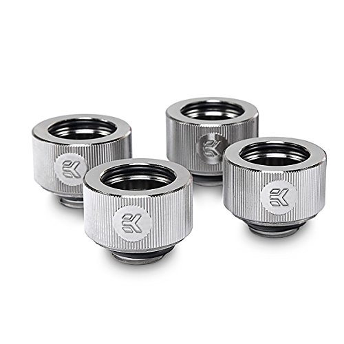 EKWB EK-HDC Compression Fitting for EK Rigid Tubing, 16mm OD, Nickel, 4-Pack