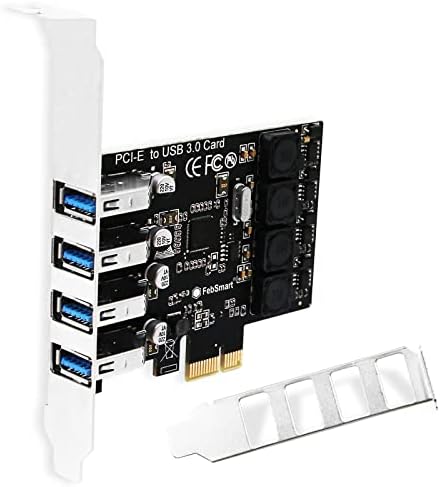 FebSmart PCIE 4-Ports Superspeed 5Gbps USB 3.0 Expansion Card for Windows 11, 10, 8.x, 7, Vista, XP Desktop PCs, Built in FebSmart Self-Powered Technology, No Need Additional Power Supply (FS-U4L-Pro)