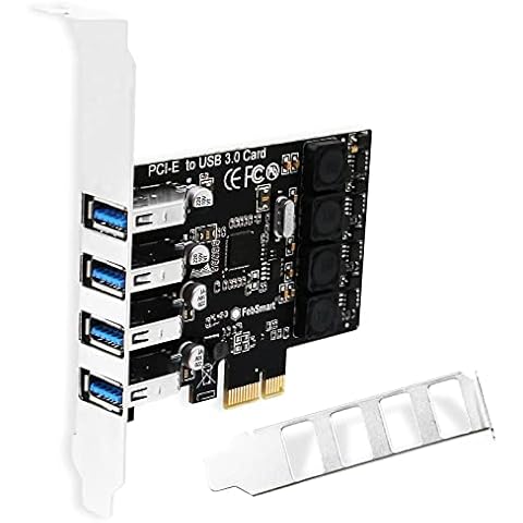 FebSmart PCIE 4-Ports Superspeed 5Gbps USB 3.0 Expansion Card for Windows 11, 10, 8.x, 7, Vista, XP Desktop PCs, Built in FebSmart Self-Powered Technology, No Need Additional Power Supply (FS-U4L-Pro) Cover