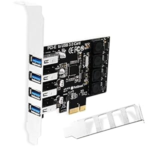 FebSmart PCIE 4-Ports Superspeed 5Gbps USB 3.0 Expansion Card for Windows 11, 10, 8.x, 7, Vista, XP Desktop PCs, Built in FebSmart Self-Powered Technology, No Need Additional Power Supply (FS-U4L-Pro)