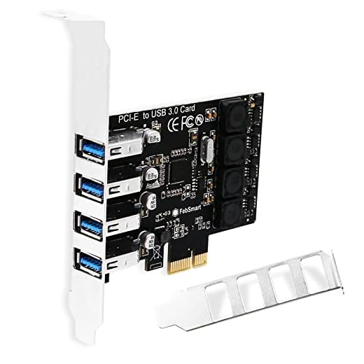FebSmart PCIE 4-Ports Super Fast 5Gbps USB 3.0 Expansion Card for Windows Server XP Vista 7 8 8.1 10 (32/64bit) Desktop PC-Build in Self-Powered Technology-No Need Additional Power Supply (FS-U4L-Pro)