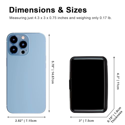 Image of Credit Card Holder Small RFID Blocking Wallet Business Metal Slim Mini Aluminum Hard Case for Women Men Gift, Solid Black, small, Minimalist, Compact, American