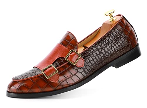 Santimon Men's Dress Loafer Shoes Double Monk Strap Slip On Loafers Formal Business Casual Dress Shoes for Men2