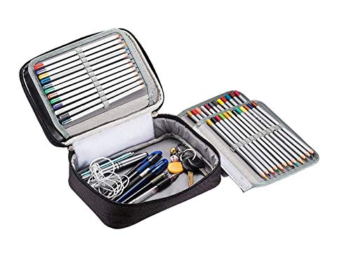 Image of Becho Multifunction Zipper Pencil Case High Capacity Holder Pouch Pen Bag colored Pencil Pen Box 72 Slots (Black)