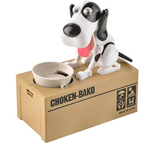 MT MALATEC Hunde-Spardose Welpen-Münze Bank Munching Spielzeug Sparbüchse 2 Farbvarianten 8125, Farbe:Weiß