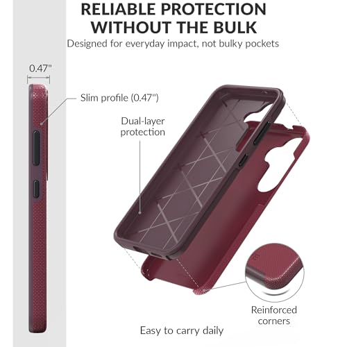 Image of Crave Compatible with Samsung Galaxy S25 Case (6.2 inch), Slim Fit, Shockproof Dual Layer Grip, Wireless Charging Compatible - Berry