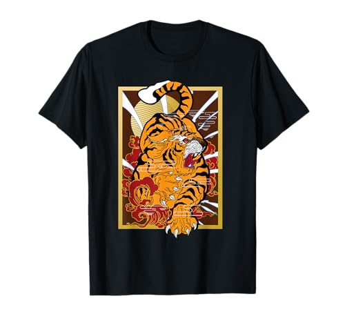 Japón Anime Japonés Estilo Tigre Poster Design Camiseta