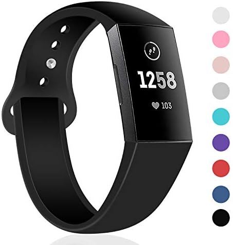 TSAAGAN Sport Silicone Band Compatible with Fitbit Charge 3/Charge 3 SE, Soft Replacement Strap Wristband Accessory for Fitbit Charge 3 Fitness Activity Tracker (Large, Desert)