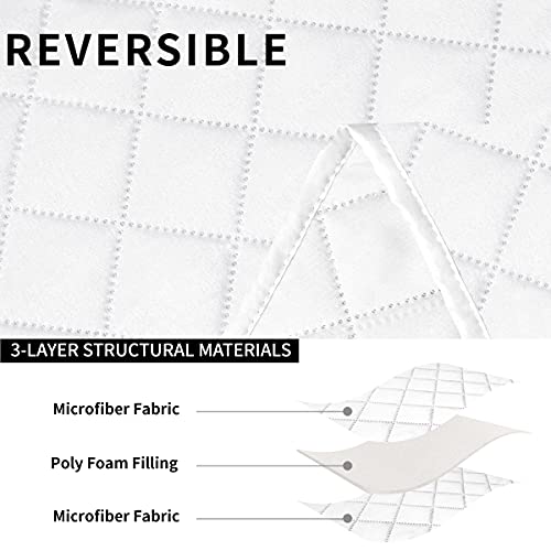 Image of Easy-Going Loveseat Recliner Cover with Console, Reversible Couch Cover for Living Room, Split Sofa Cover for Each Seat with Elastic Straps for Kids, Dogs, Pets(2 Seater, White /White)