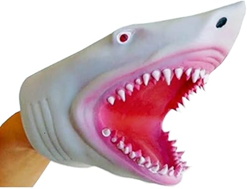 Miniatura 5 de NOVELTY GIANT WWW.NOVELTYGIANT.COM Juego de 2 marionetas de mano de tiburón megalodón blanco de silicona