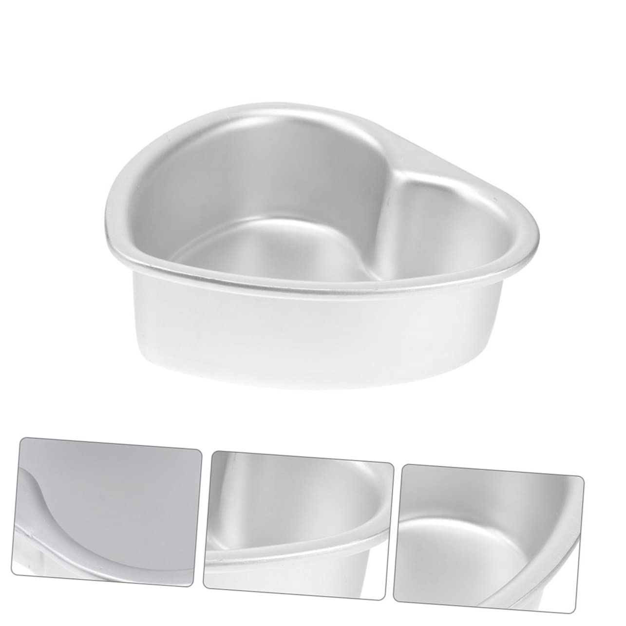 Moule à Gâteau de Cœur 2 Pièces Réutilisable pour Pâtisserie sans Bavures en Alliage D'aluminium Argenté et Cuisson à Domicile