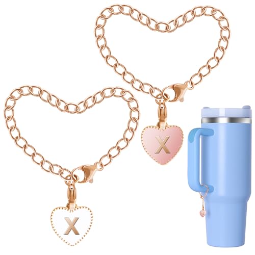 Image of 2 Pack Simple Modern Simple Letter Charms for Stanley Cup /Tumbler Heart Initial ID Charm