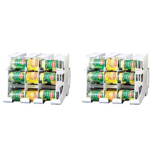 FIFO Can Tracker 2-Pack - 3-Tier Rotating Food Can Organizer