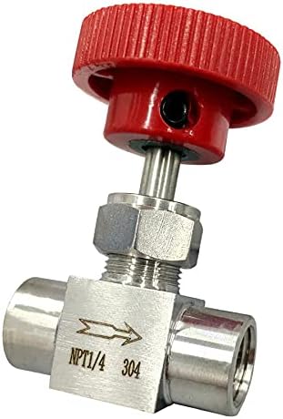 Red handle needle valve 1/4"" 1500PSI NPT Stainless steel For water oil gas