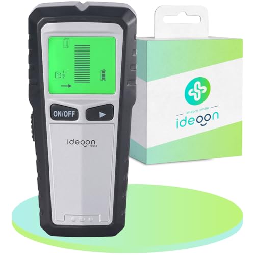 ideoon Leitungssuchgerät 5-in-1 Leitungssucher & Ortungsgerät – Präzises Suchgerät für Metall, Holz & Stromleitungen, mit beleuchtetem Display & akustischem Warnsignal