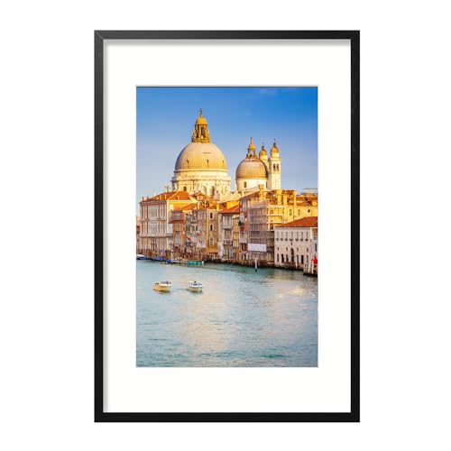 wyooxoo 20x30 Poster Frame Made Of Solid Wood Black Picture Frames Display Pictures 16x24 with Mat or 20x30 Without Mat Colorful Frame For Horizontal Vertical Wall Mounting