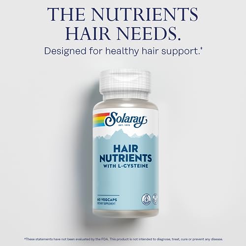 Image of SOLARAY Hair Nutrients w /L-Cysteine - Hair Health Support for Men and Women - Contains Biotin, Vitamin C, L Cysteine Amino Acids and Other Essential Nutrients - Lab Verified - 30 Servings, 60 VegCaps