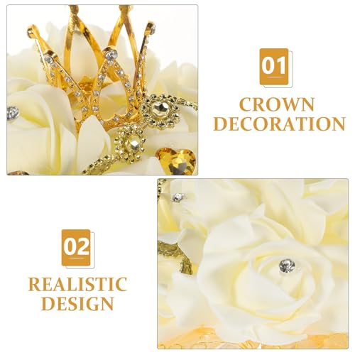 Ramo de novia artificial grande versátil flores de tela adorno dorado 4
