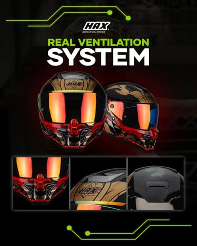 Image of HAX Full Face Motorcycle Helmet for Adult Men and Women, DOT & ECE 22.06 Certified - Powersports Advanced Ventilation Motocross Helmet for Motorbike Street Bike