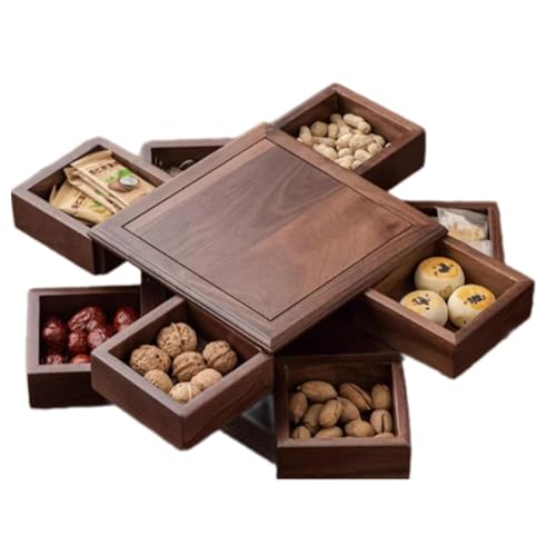 Plateau à goûter rotatif en bois noble, présentoir à 8 grilles