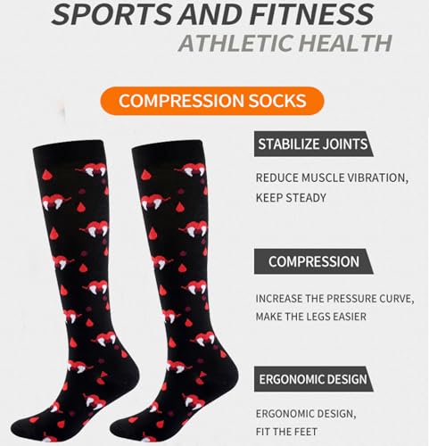 Image of Women's Knee High Compression Socks for Running Work Support Nurses Pregnancy Travel,Colorful Over The Calf Socks,#W402