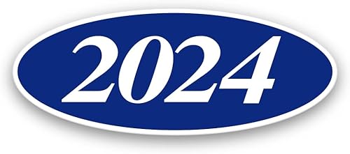 EZ-Line - Calcomanías ovaladas para parabrisas de automóvil, suministros de vinilo grandes para concesionarios, paquete profesional de 1 docena cada