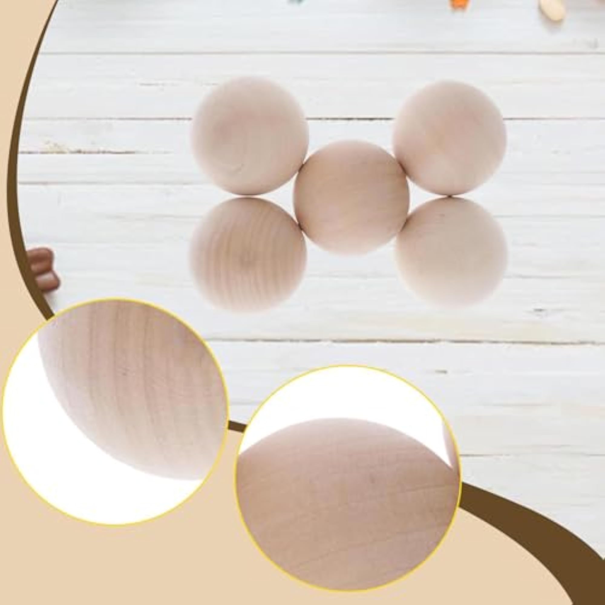 5 Pieces Unfinished Wooden Balls for Craft Making
