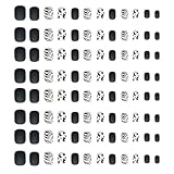 BIUDECO 2 Schachteln 48 Stück Kurze Künstliche Fingernägel Full Cover zum Aufkleben Matte Ballett Form aus Langlebigem Material Selbstklebend für Partys und Hochzeiten