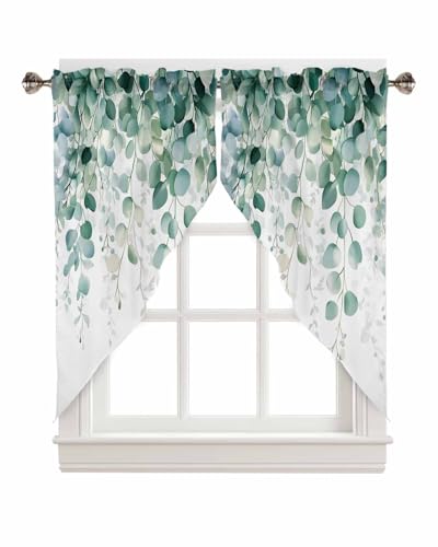 Epetloutys Sage Green Eucalyptus Leaves Swag Curtain Valances for Windows,