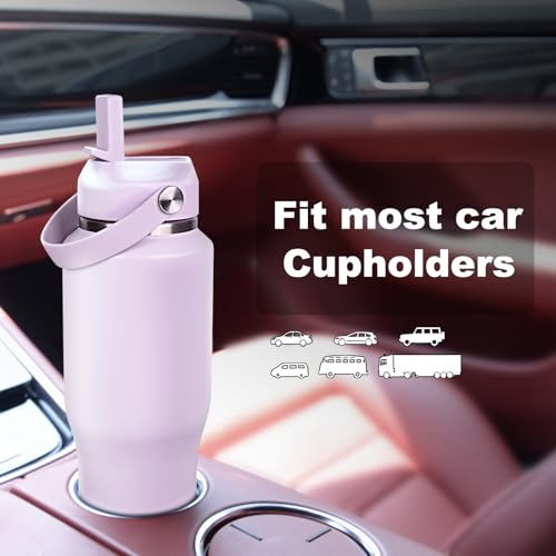 Image of ABOTOCUP 32oz Insulated Water Bottle, Fit in Any Car Cup Holder, Water Bottle with Straw Lids, Stainless Steel Insulated Water Flask Double Wall Leak-proof BPA Free to Keep Cold&Hot