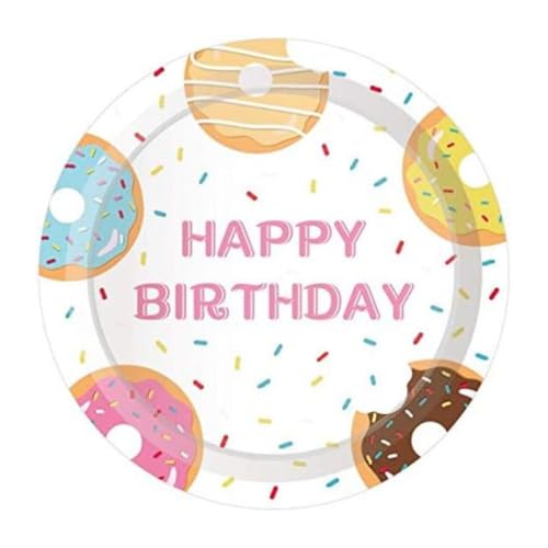 Wanna Party 9 inch Pack of 8 Donut Sprinkle Paper Plates Colorful Dessert Dinner Plates Disposable Tableware for Birthdays,Candy Party Supplies Table Decor