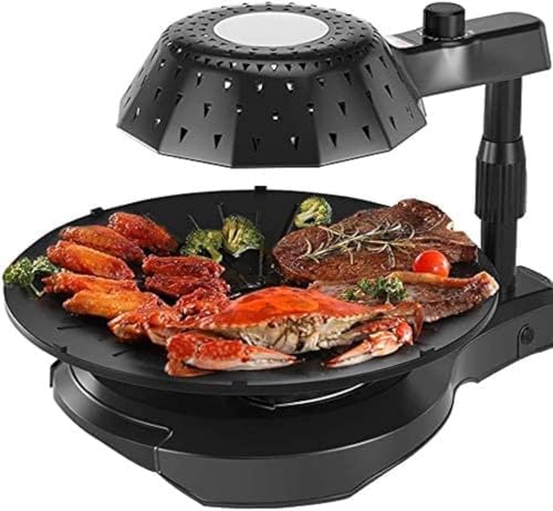 Parrilla De Barbacoa Eléctrica Parrilla De Barbacoa Interior Sin Humo Bandeja para Hornear Giratoria Automática Antiadherente Teppanyaki Calefacción Uniforme por Infrarrojos, A