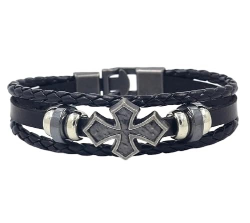 Bracelet homme cuir véritable robuste avec fermoir magnétique punk