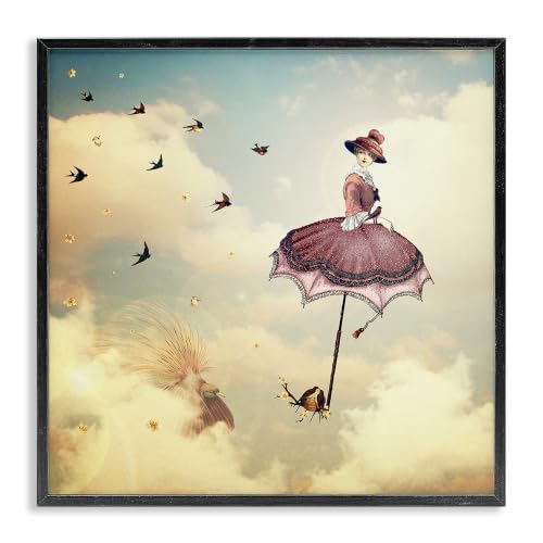 Surreal Birds and Woman Fantasy, 24 x 24 Inch Framed Giclée Print