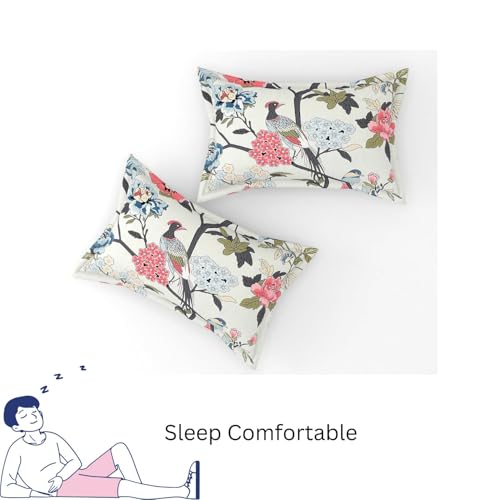 Image of Blue Strip Polycotton Fitted Bedsheet, Single 42x75 (Cream Bird) | 300 TC | All-Round Elastic Grip | Soft, Breathable & Colourfast | Wrinkle Resistant | Machine Washable