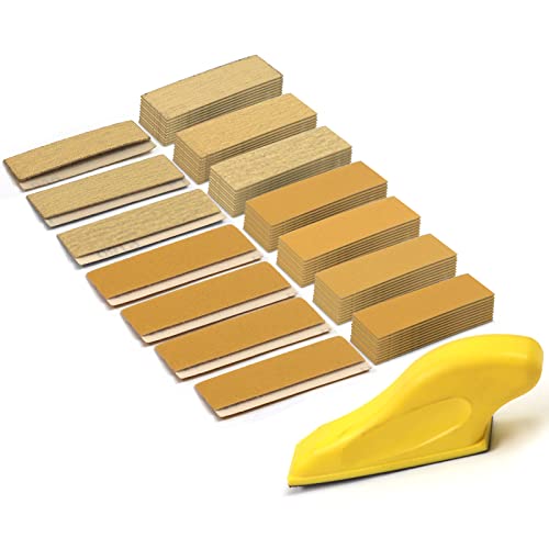 MAXMAN Sand Paper Sanding Block 3.5”x 1” Sandpaper Assortment 80 120 180 240 320 400 600 Grit, Micro Detail Sander, Sand Paper for Wood Furniture, Crafts, Woodworking Projects, Tight Spaces, 70Pcs