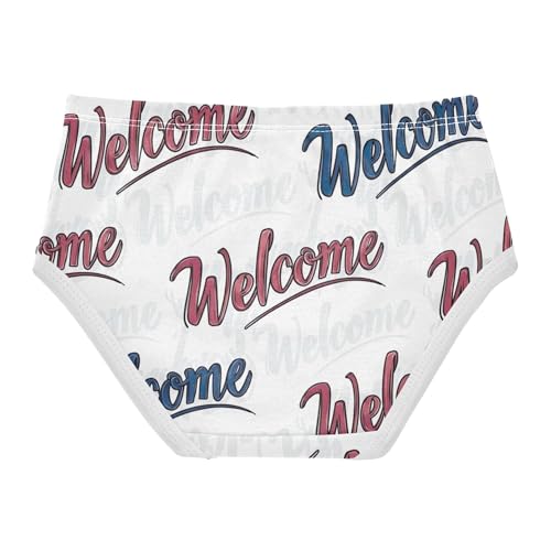 Toddlers Underwear Floral 2t Cotton Girl Panties Cute Animal Kids Undies Briefs Elegant Calligraphy Welcome White2