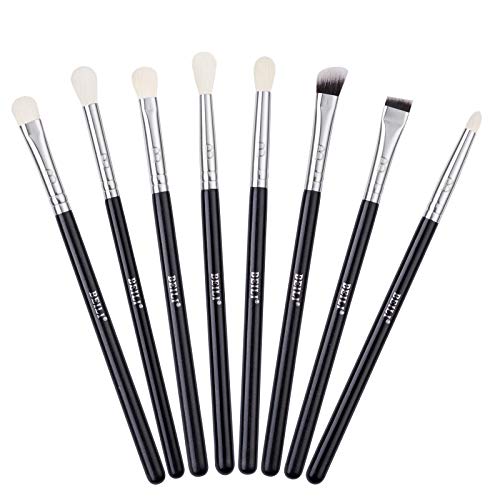 BEILI Eyeshadow Brush Set 8pcs Natural Goat Hair Eye Makeup Brushes Eye Shadow Blending Crease Contour Eyebrow Make Up Brushes Set