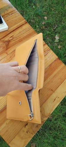 HAKİKİ DERİ PARLAK BAYAN CÜZDAN (HARDAL) MODEL EDO:002-0003 - Görsel 1