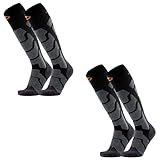 Sidas Calcetines de esquí para hombre y mujer, 2 pares, Aislamiento contra el frío, Transpirable y Antihumedad (FR/ES, Números, 39, 41, Regular, Regular)