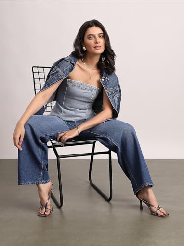 Image of Urbano Fashion Women's High Rise Loose Baggy Fit Washed Jeans Non-Stretchable