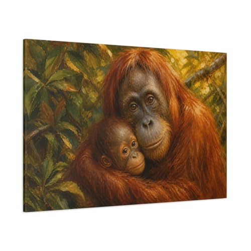 Tableau orangutan vintage grande taille 120x80cm pour salon