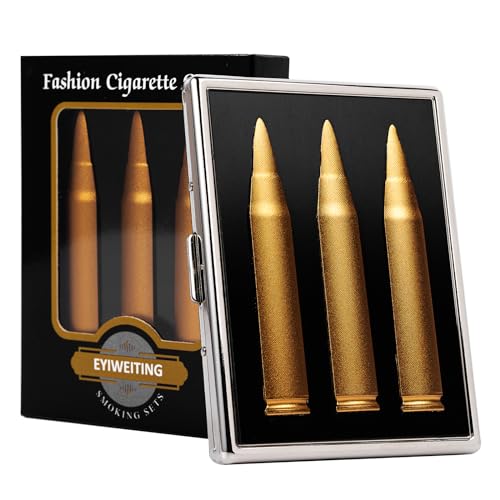 Elegante y portátil caja de cigarrillos de metal en forma de bala - con capacidad para 9 cigarrillos de 100 mm. (Plata, 9pcs 100's)