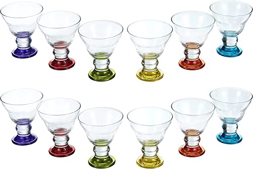Vasos de postre Sundae - Caja de 12 cuencos de vidrio de helado de colores (255 cc/ml) Cover