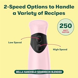 BELLA Immersion Hand Blender, Portable Mixer with Whisk Attachment - Electric Handheld Juicer, Shakes, Baby Food and Smoothie Maker, Stainless Steel, Pink BELLA Immersion Hand Blender Portable Mixer with Whisk Attachment Electric Handheld Juicer Shakes Baby Food and Smoothie Maker Stainless Steel Pink