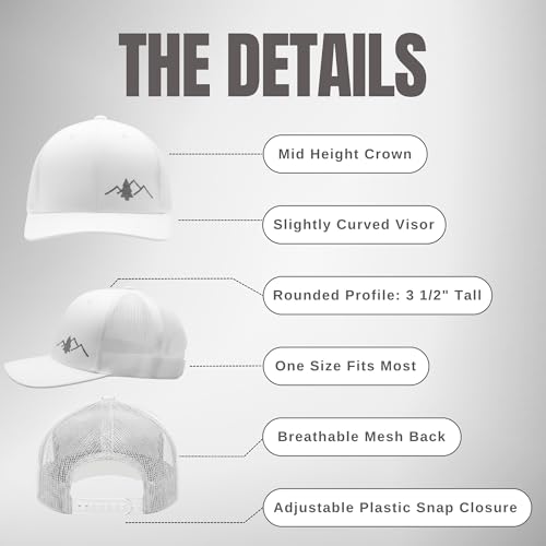 Image of LINDO Trucker Hat [ Great Outdoors Design ] for Men and Women: Mid Profile Cap with Breathable Mesh Back and Adjustable Snap