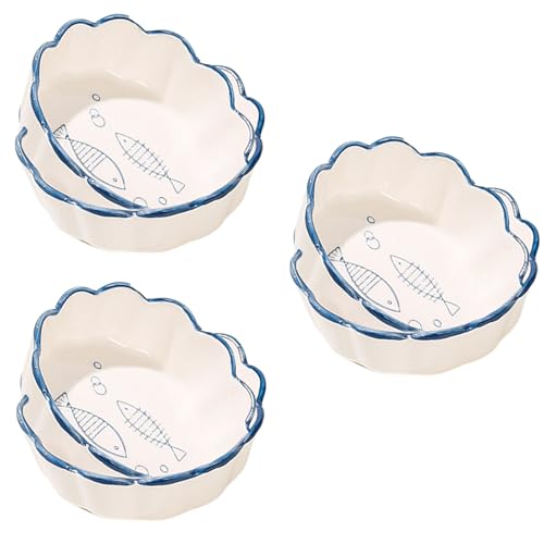 Image of YANCI Ceramic Dipping Bowls Set, Small Tableware for Soy Sauce, Vinegar, Chutney, Sushi Condiments (Blue Fish, Pack of 6)