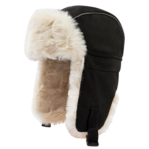 Chapeau Hiver Trappeur à Carreaux Avec Cache-Oreilles - Bonnet Chaud Unisexe Rouge